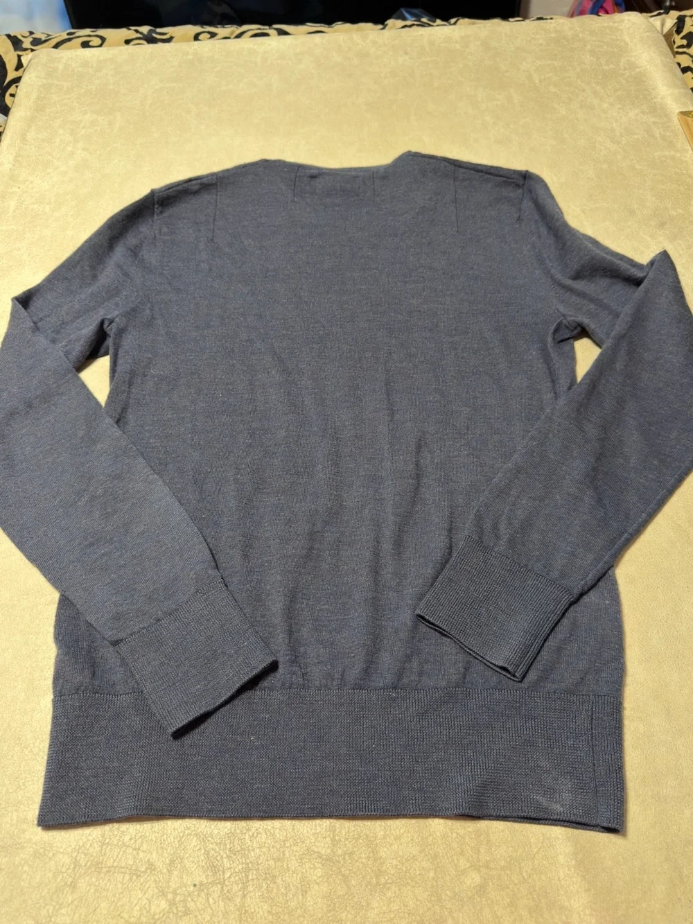 All Saints 100% Wool Lightweight Pullover Men's Dark Blue Knit Sweater. Size M